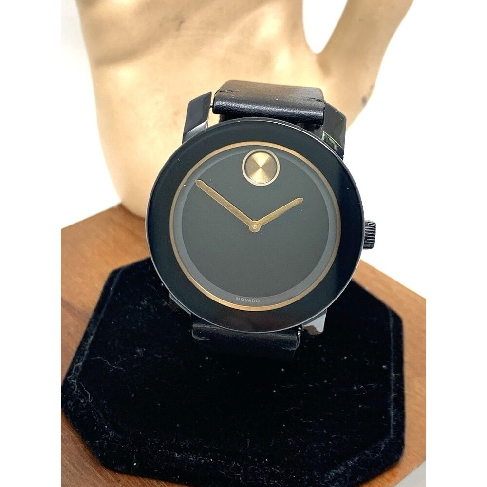 Movado Men's Watch 3600297 Bold Swiss Quartz Black Dial Leather Strap 42mm